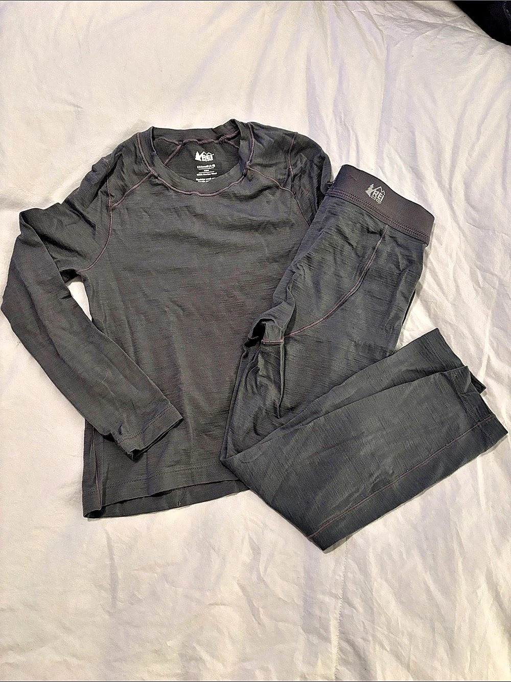 REI Co-op Merino Wiol Base Layer Crew Top and Bottoms Set Youth XXSmall